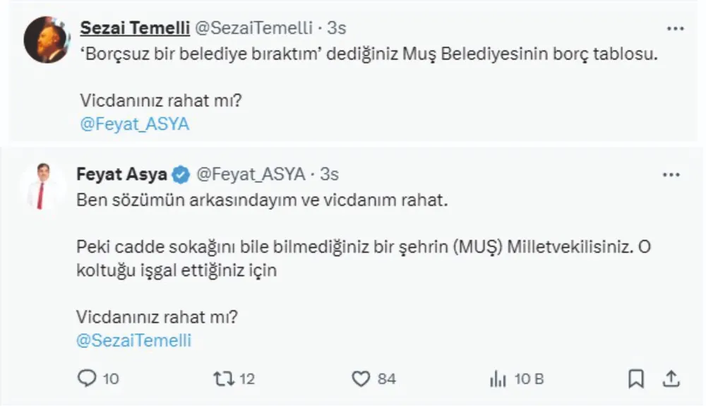 MUŞ BELEDİYESİNİN AÇIKLADIĞI BORÇ TARTIŞMA YARATTI: MİLLETVEKİLİ VE ESKİ BAŞKAN ARASINDA POLEMİK